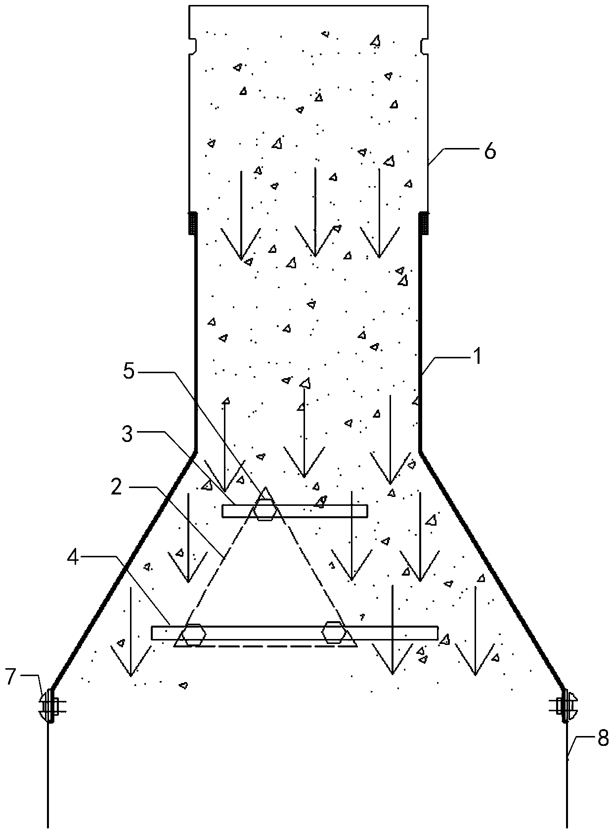 Concrete distributing device for heat-insulating integrated wall pouring, and pouring method