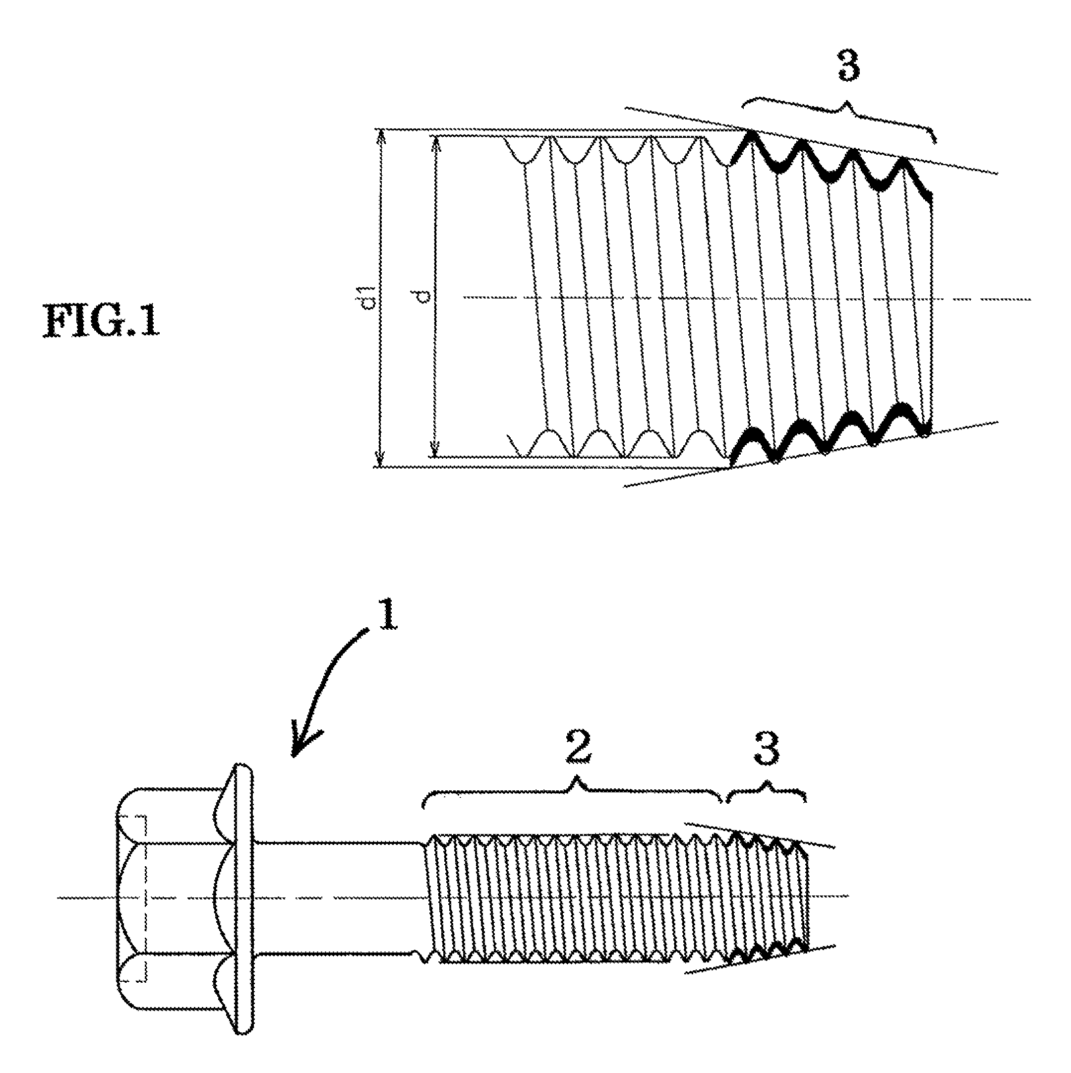 Tightening structure using high-strength self-forming screws
