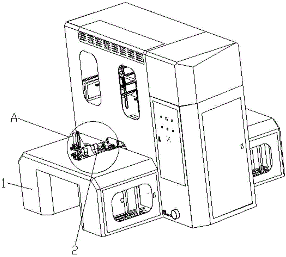 A fleece filling machine with a cutting, sealing, splitting and clamping device