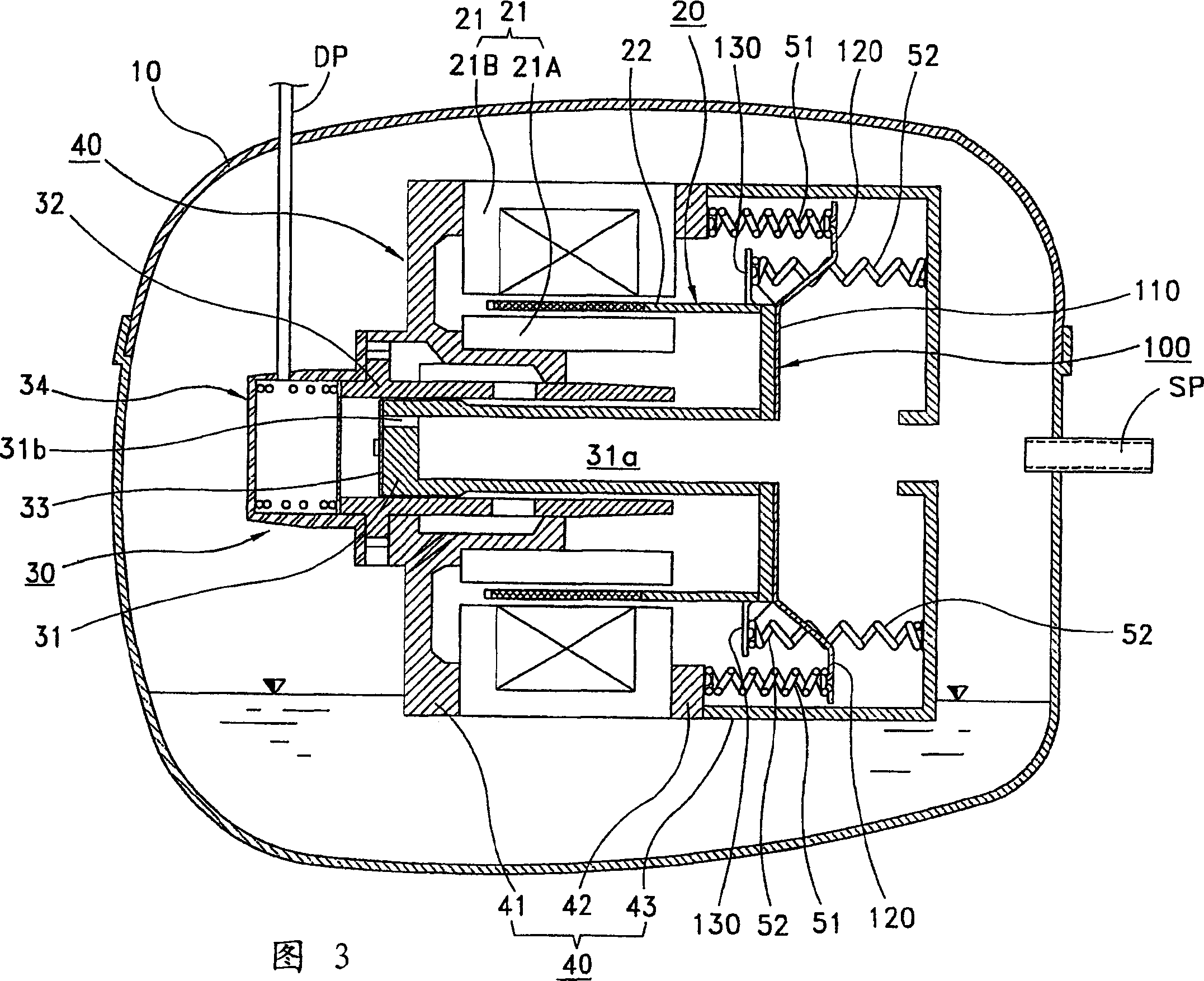 Spring cupport structure for reciprocating compressor