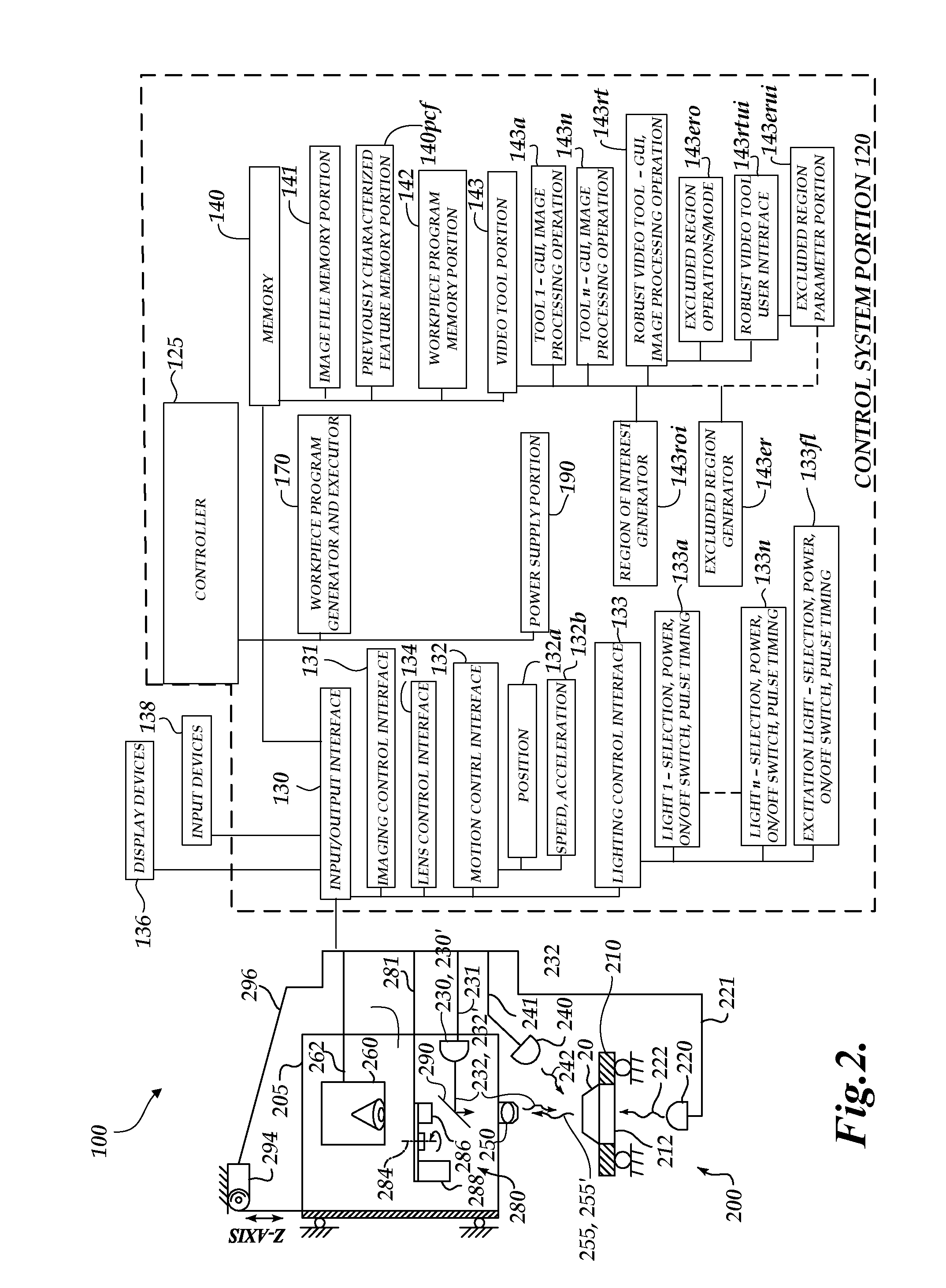 Inspecting potentially interfering features in a machine vision system