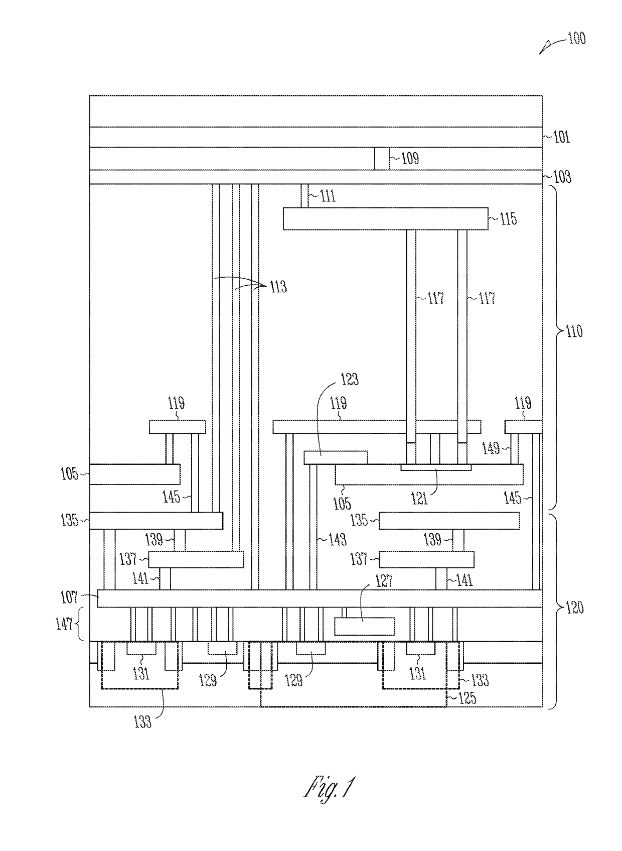 Peripheral logic circuits under dram memory arrays