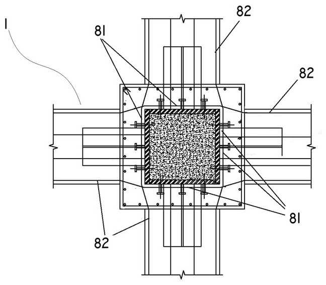 Steel structure stiff frame column and over-limit beam connecting structure and construction method thereof