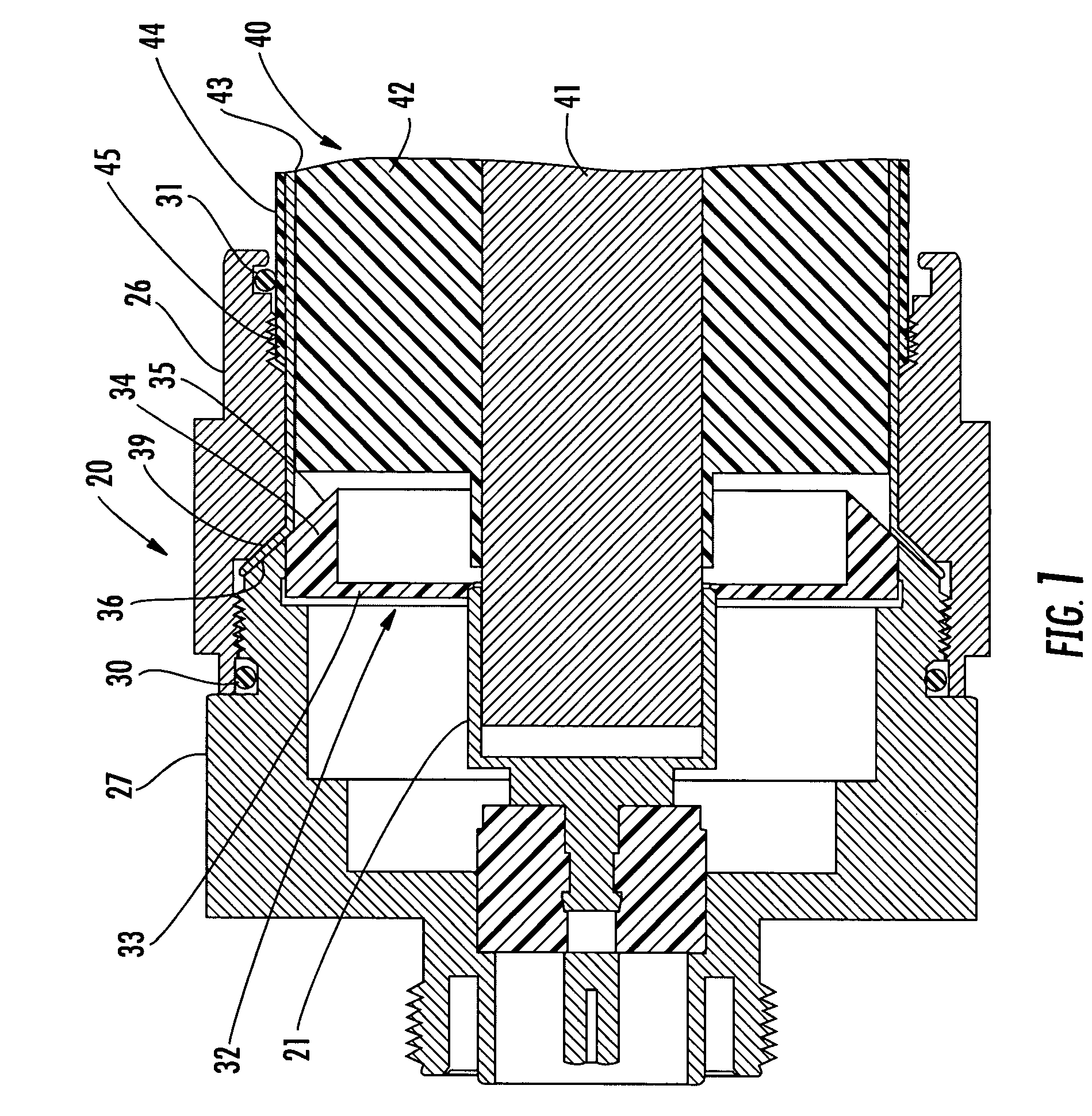 Coaxial connector including clamping ramps and associated method