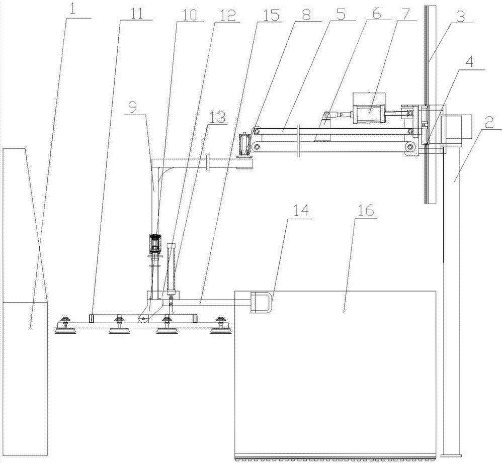 Glass feeding and discharging device for glass edge grinding machine