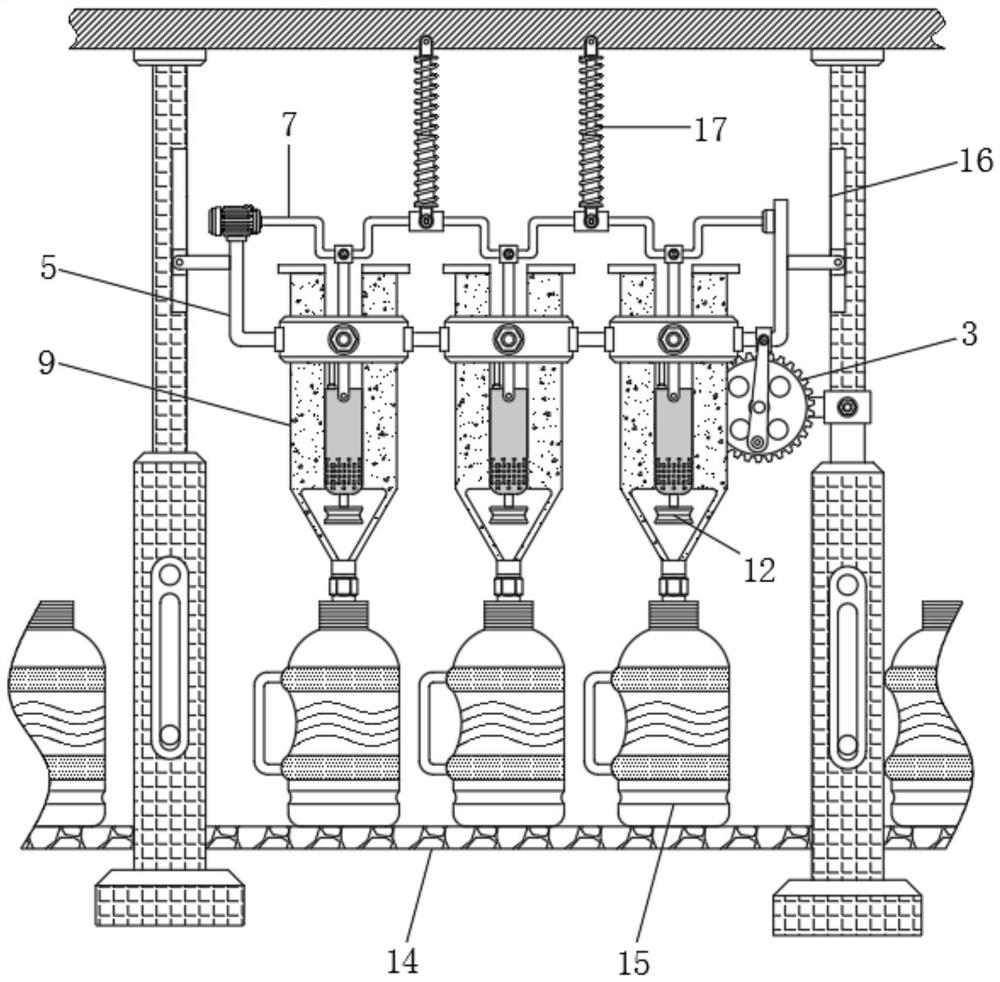 Filling and leakage preventing device for edible oil processing