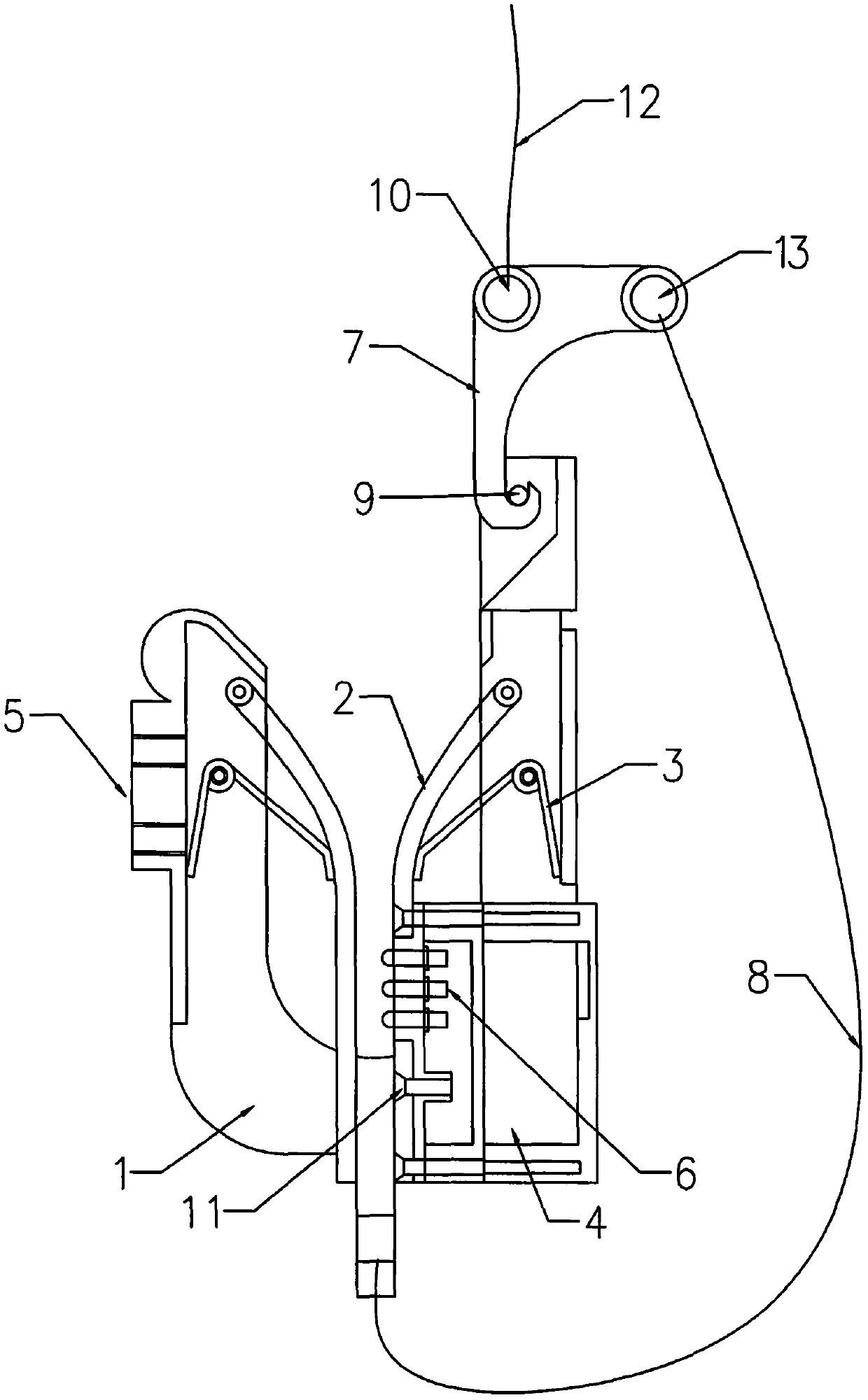 Throwing-hanging type grounding hook with monitoring function