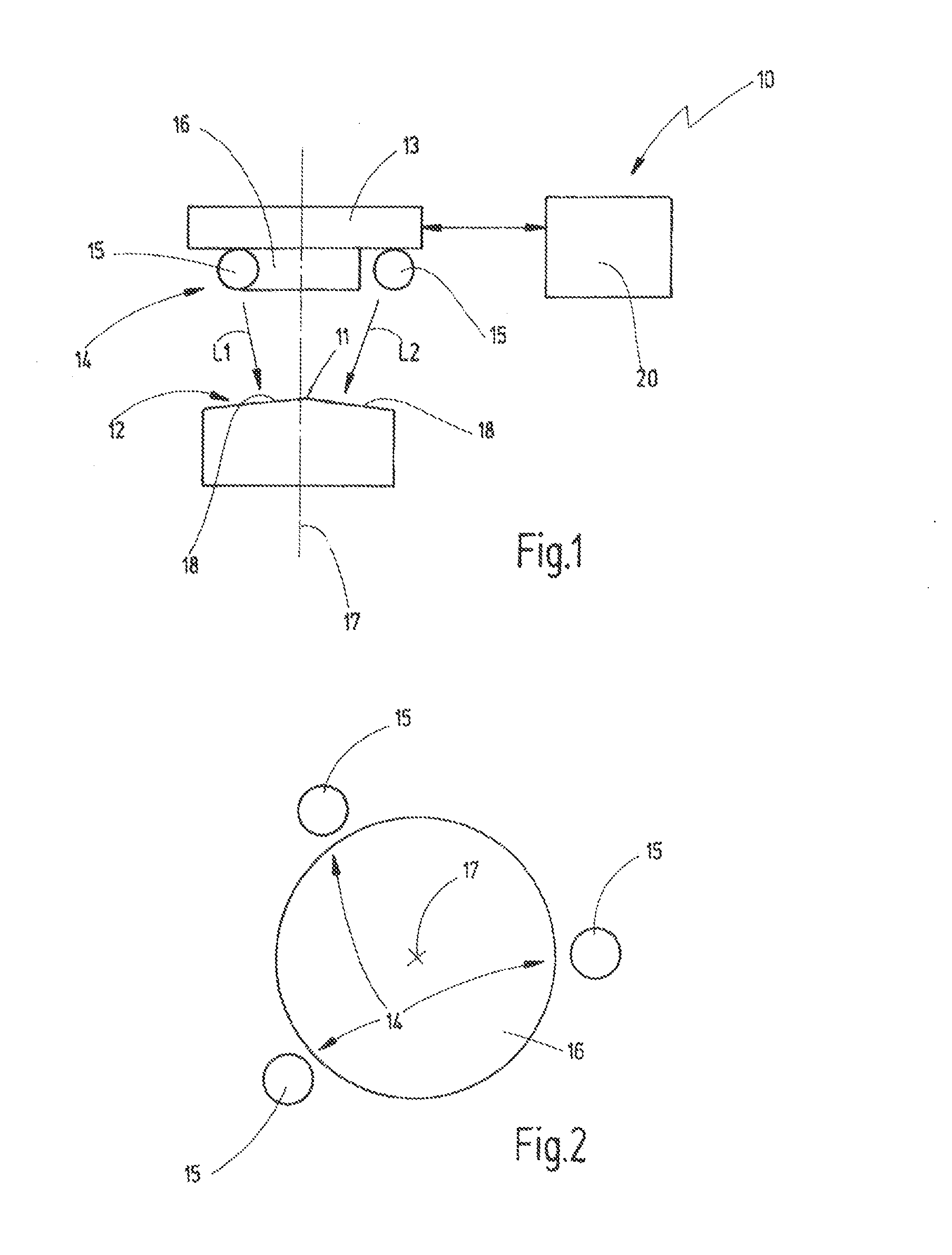 Method for optically scanning an edge in or on a surface region