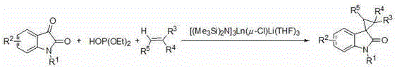 Application of tris(bis(trimethylsilyl)amino)lanthanum to catalyzed preparation of spiro[cyclopropane-1,3'-indole] compound