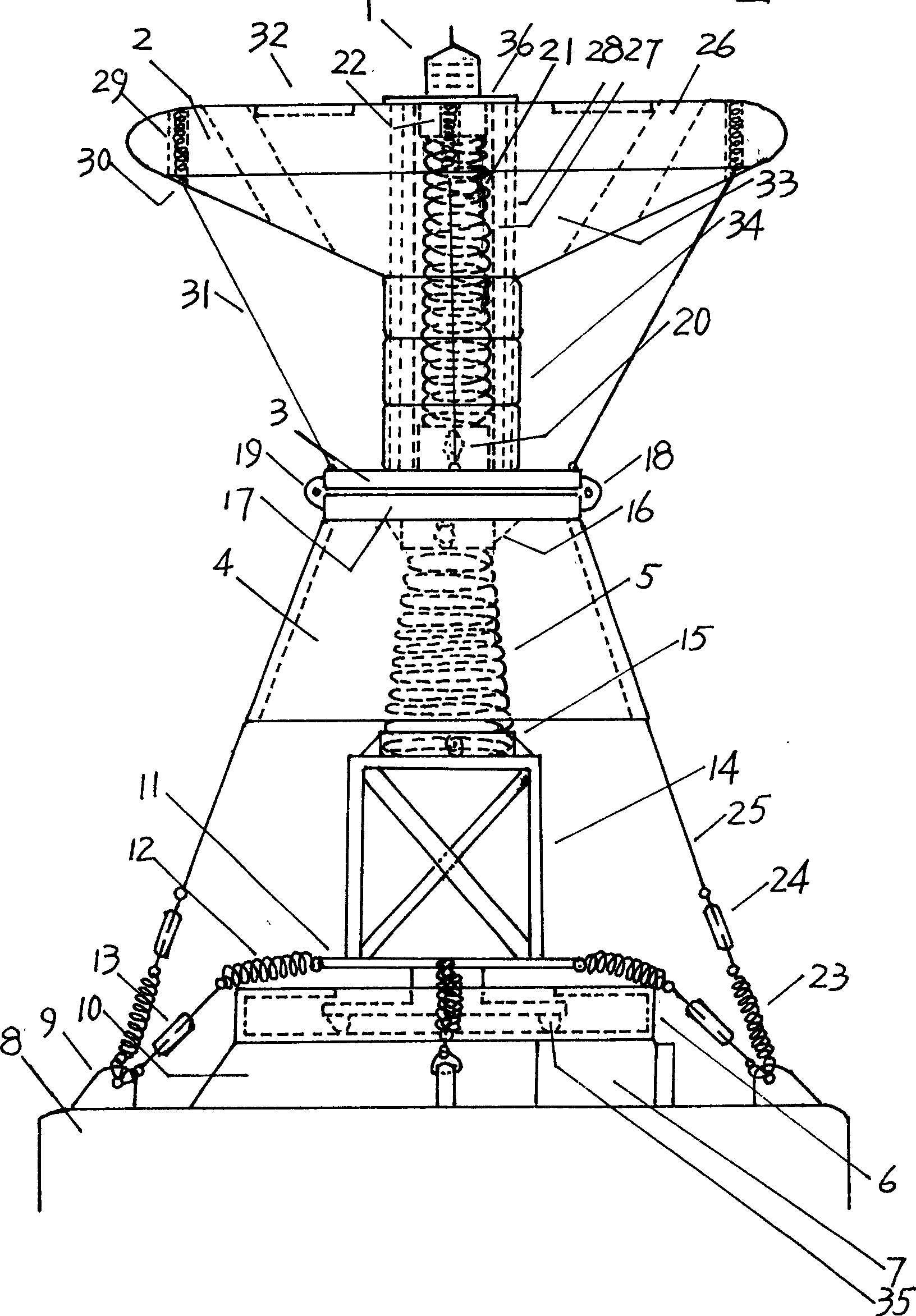 Light flexible navigation mark with spring floating stand without climbing height