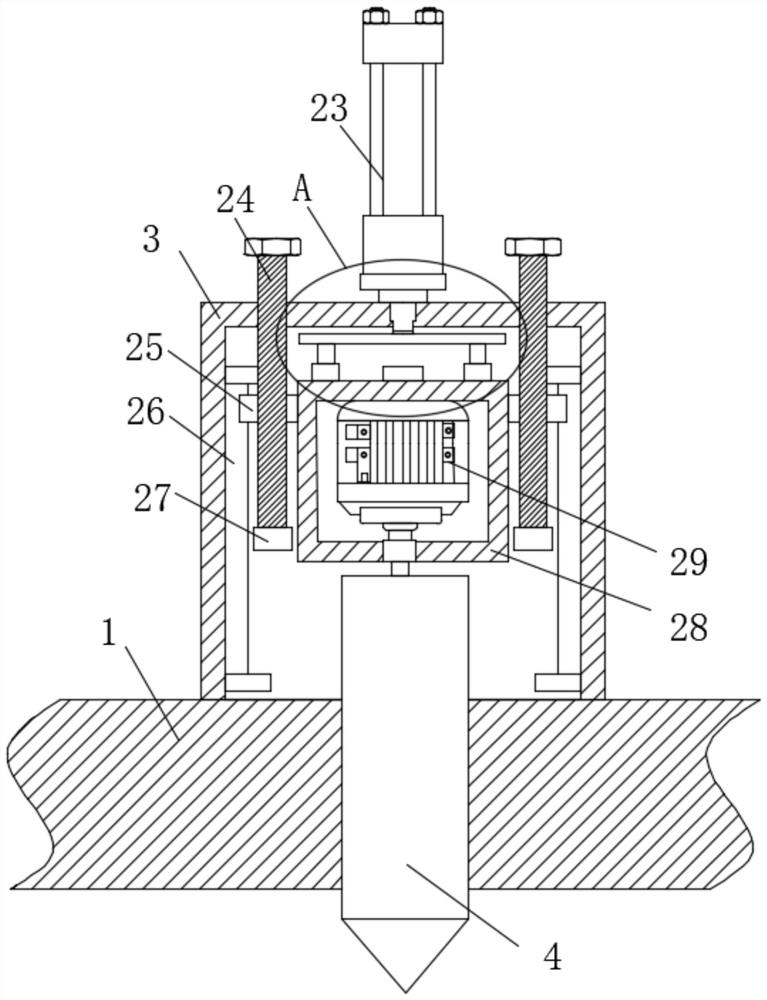 Drilling dust falling device and process for highway construction