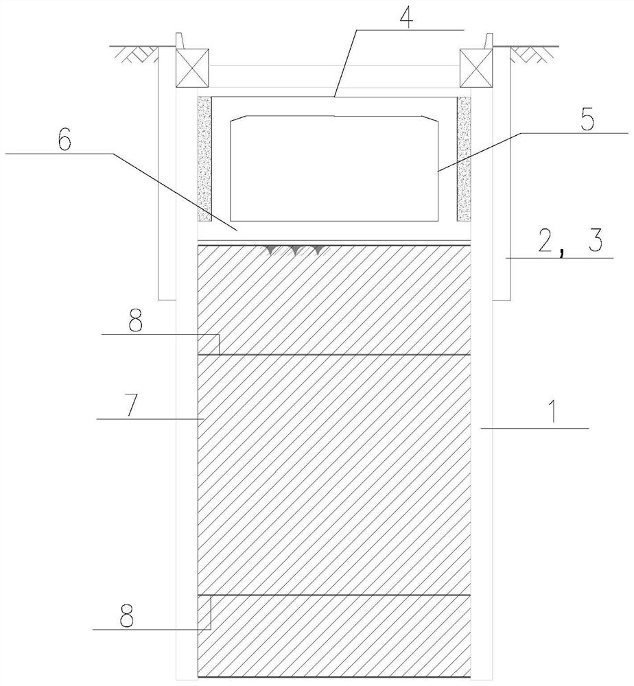 Underground station end well front upper part air-shaft-containing structure and undercrossing construction method thereof