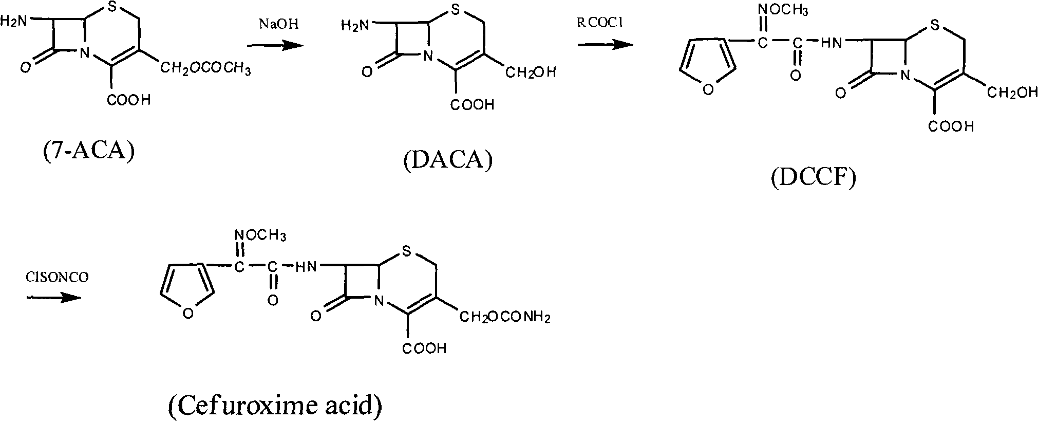 Method for synthesizing cefuroxime acid