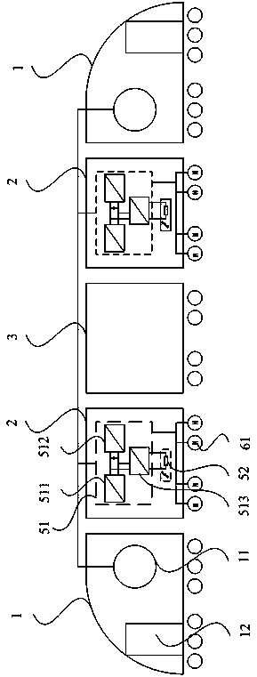 Power source centralized type internal combustion power dispersing type motor train unit