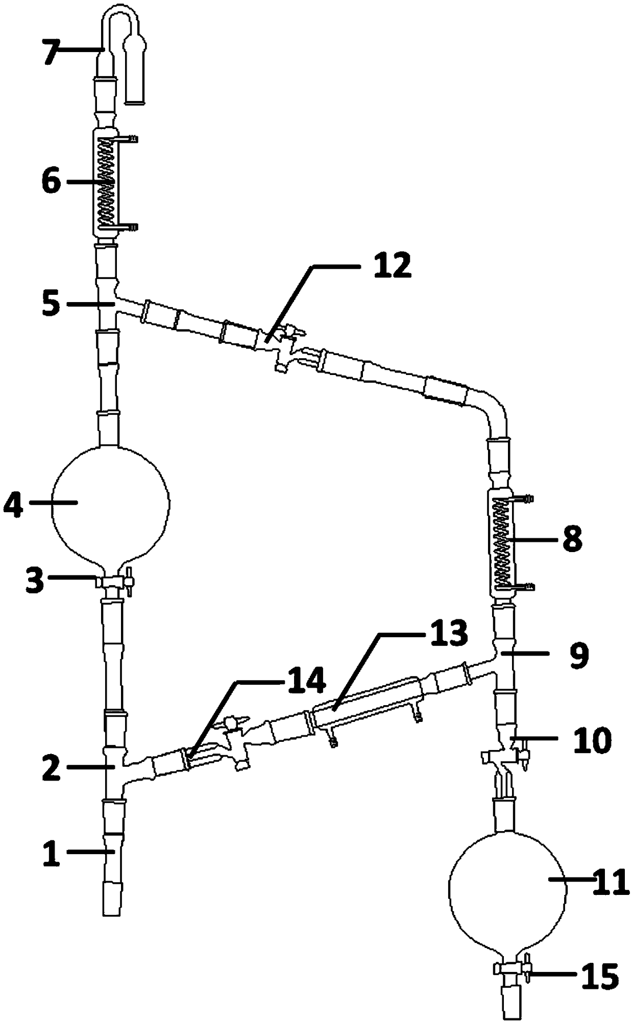 Method and device for medium boiling components of separating complex systems and returning low boiling components to original systems