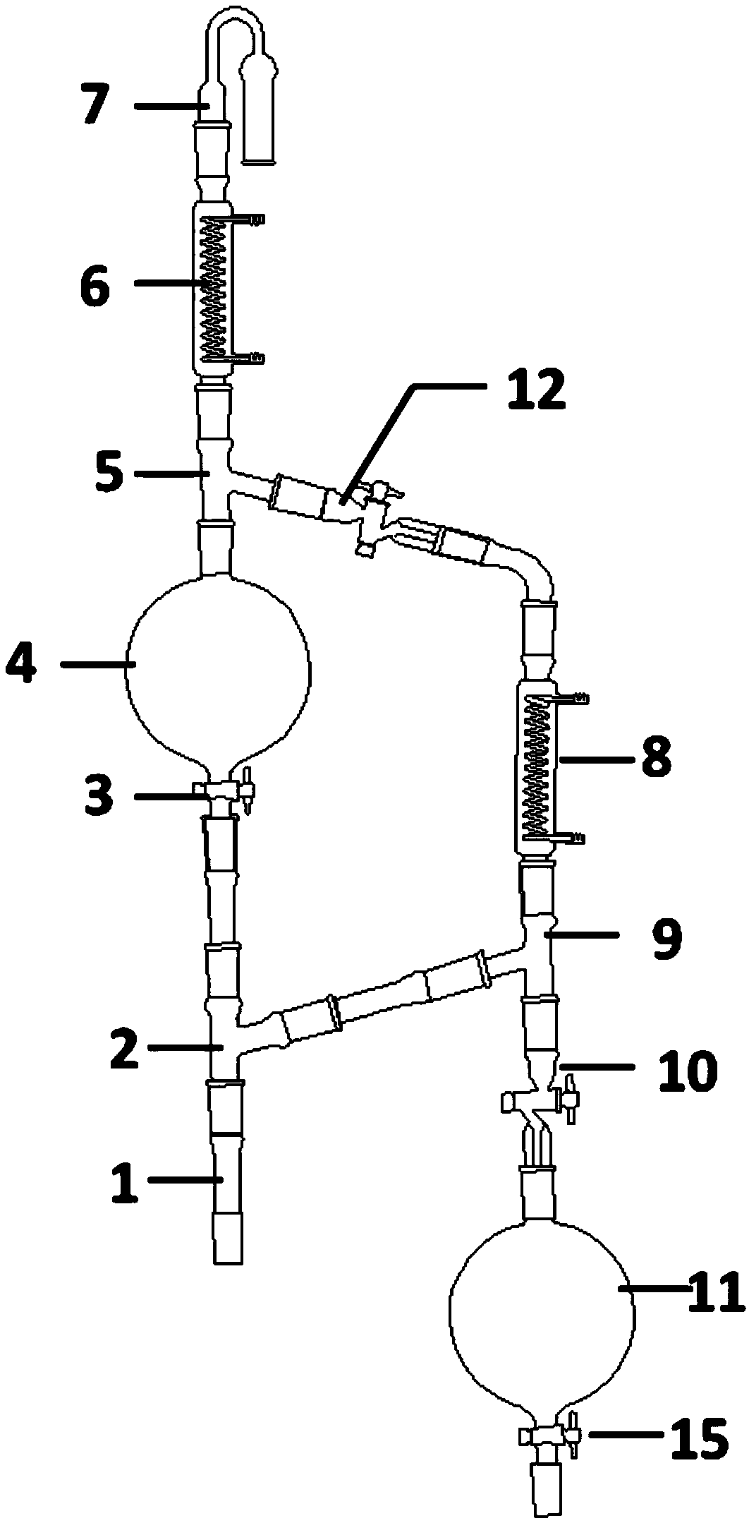 Method and device for medium boiling components of separating complex systems and returning low boiling components to original systems