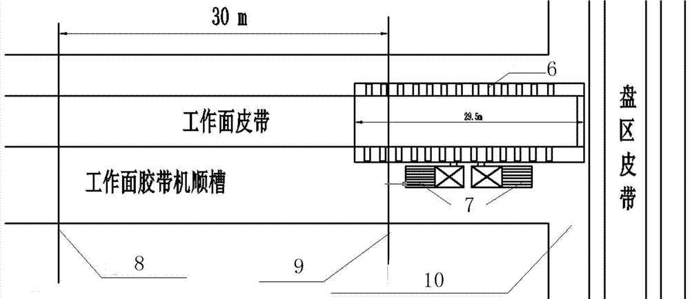 The overall relocation method of transfer machine and belt head in the process of large mining height and small relocation