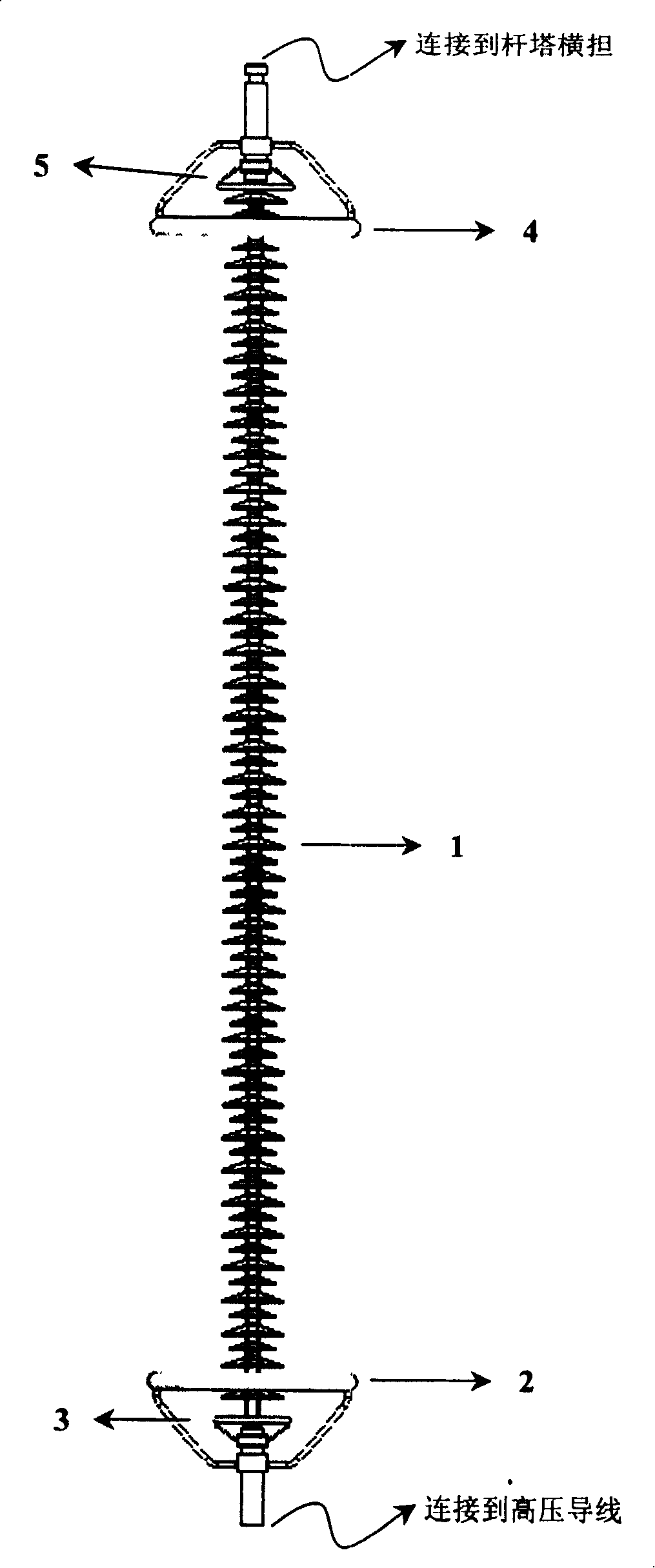 Composite insulator big and small strapped configuration structure for super/extra high voltage transmission line