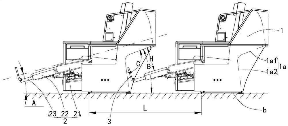 Layout structure of a short-pitch tilt-flat electric business class seat