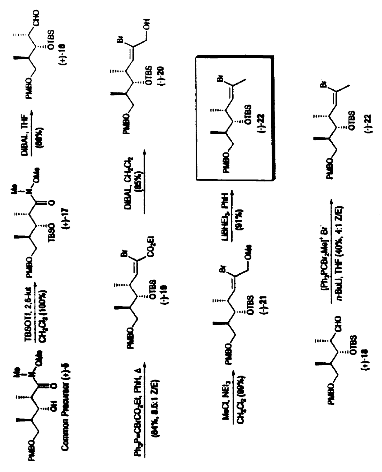 Synthetic techniques and intermediates for polyhydroxy, dienyl lactone derivatives