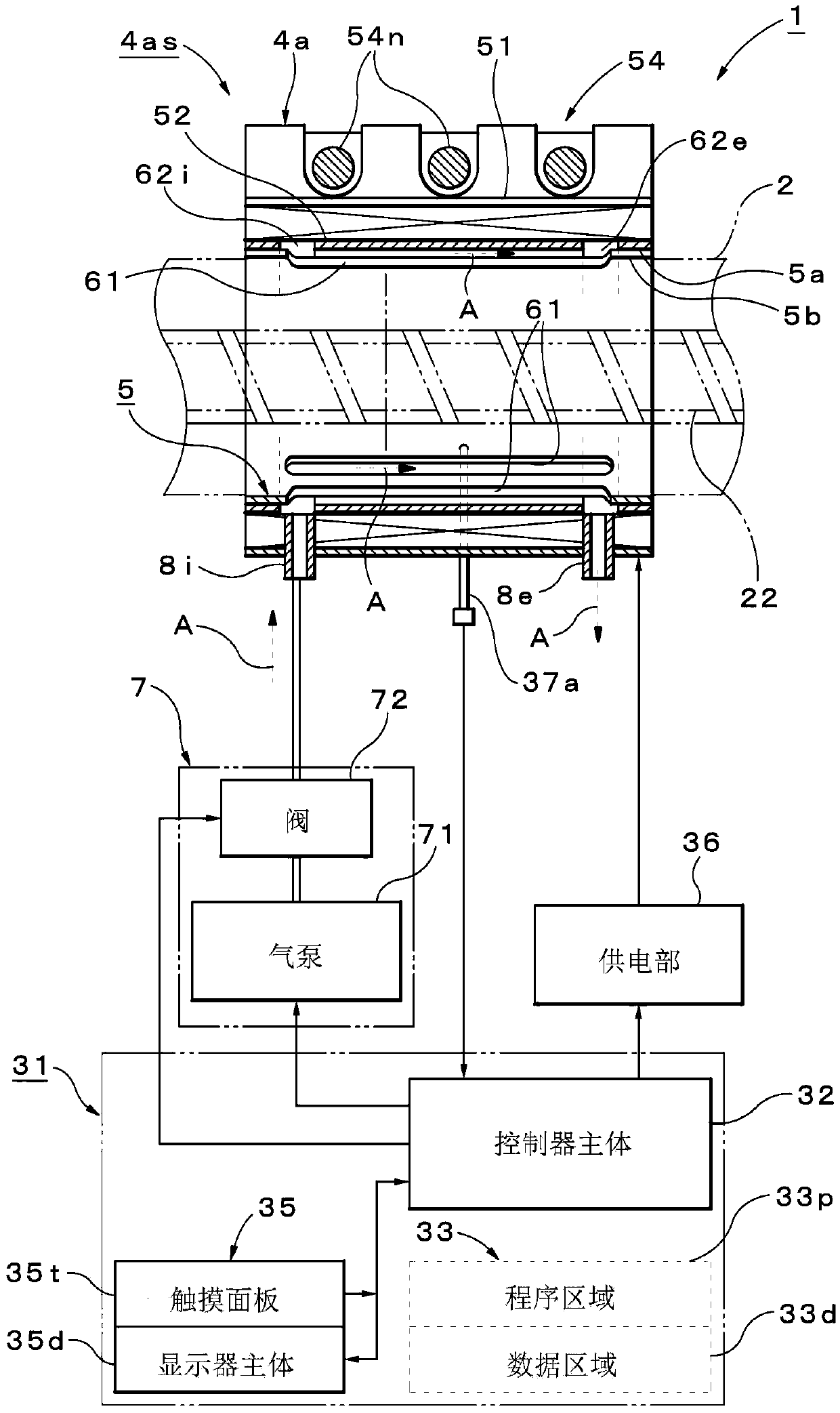 Heating device of injection molding machine