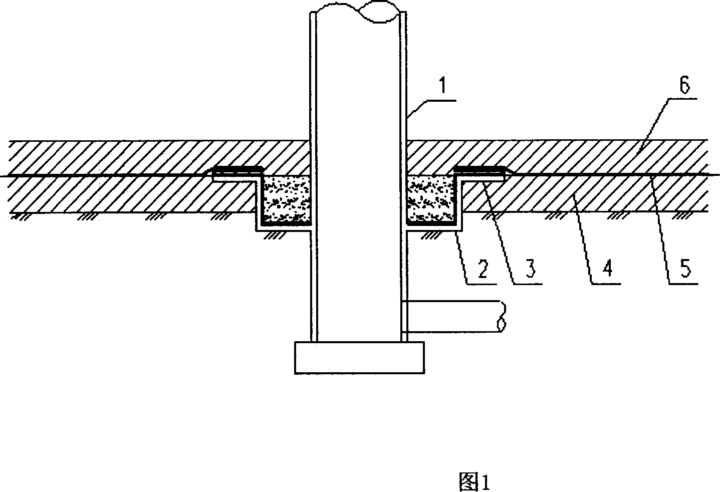 Connecting method and structure for horizontal impervious layer and drainage vertical shaft of red mud yard
