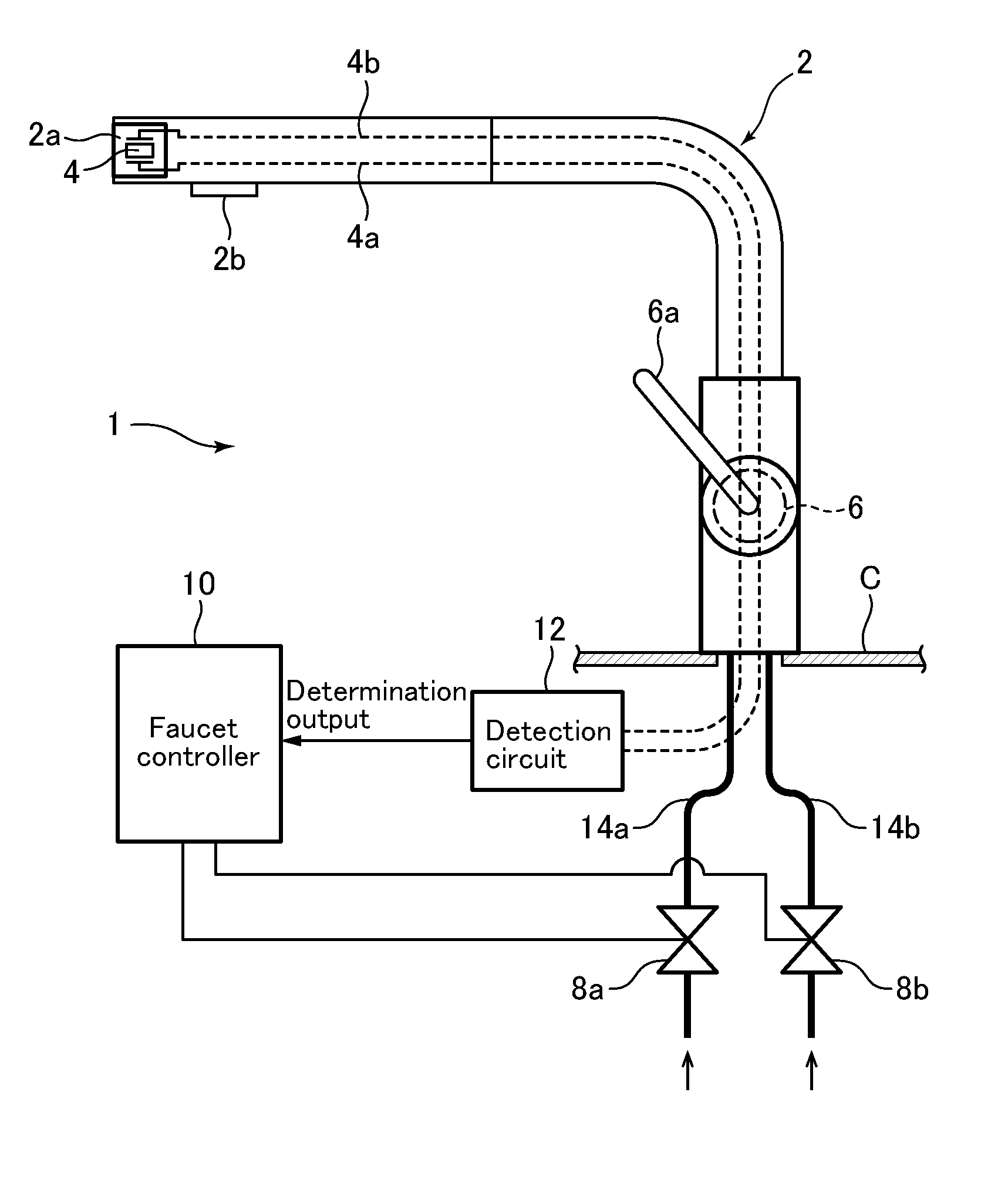 Touch detection device used in water handling equipment, and faucet apparatus including the same