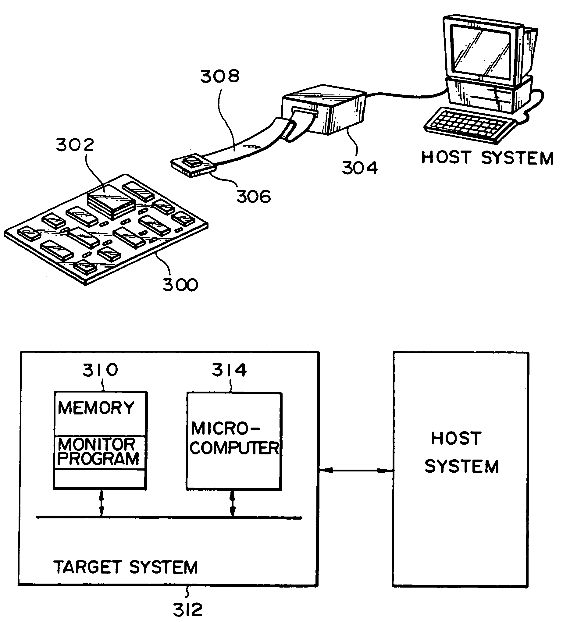 Microcomputer, electronic equipment and debugging system