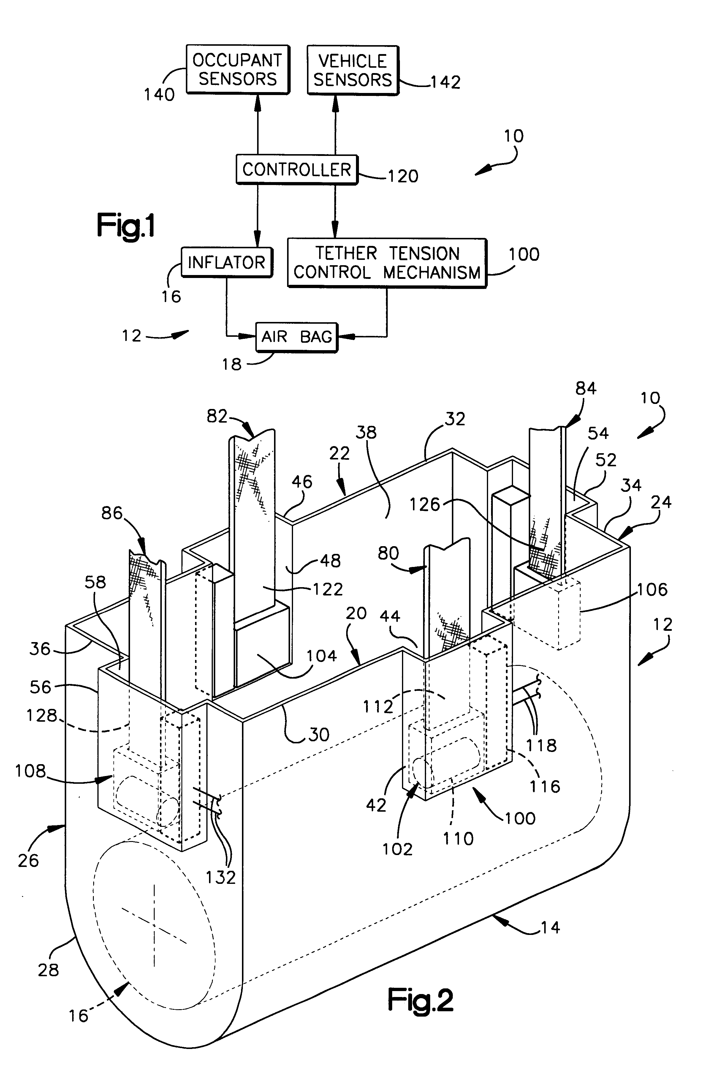 Apparatus for positioning an inflated air bag