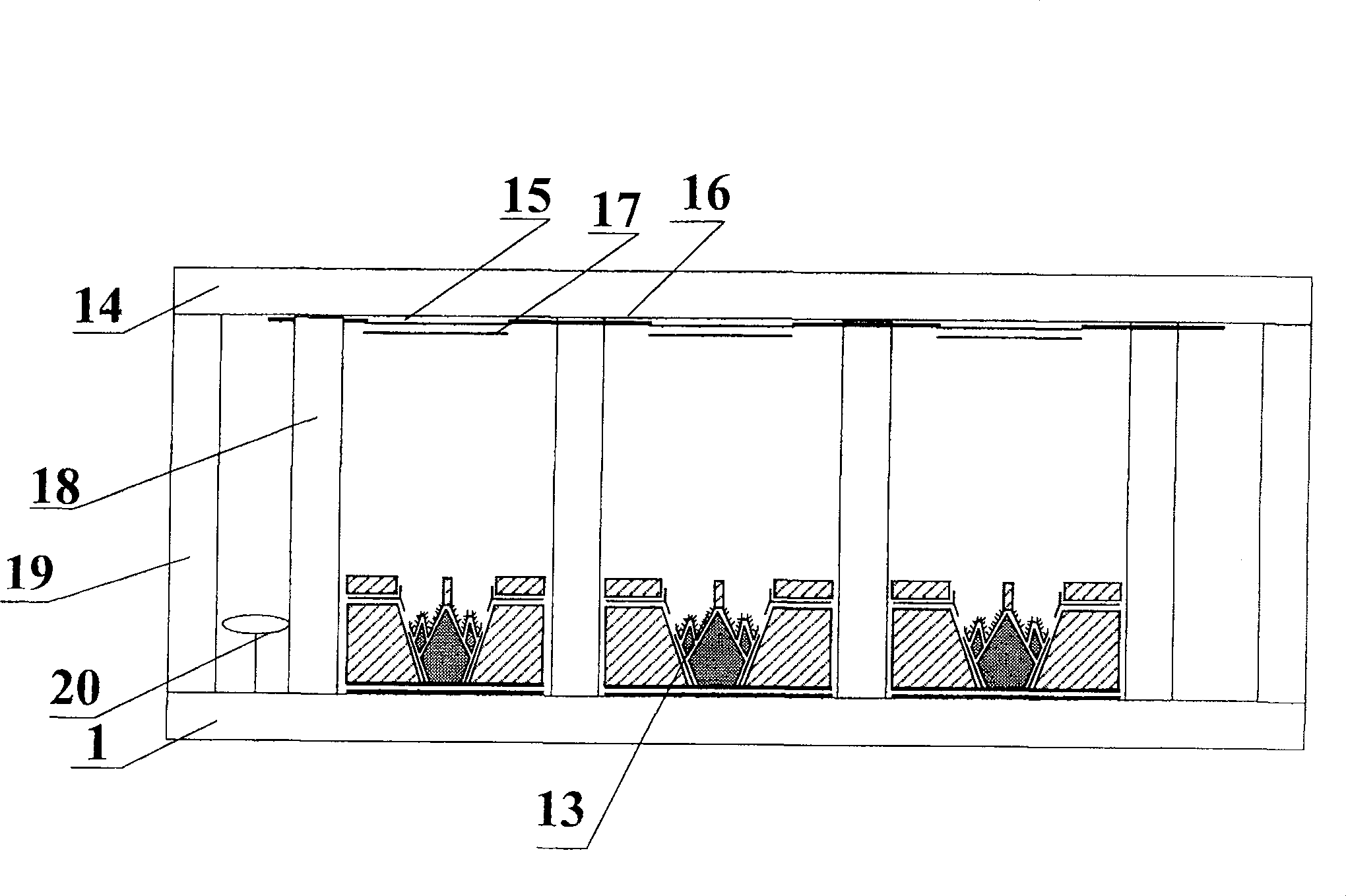 Flat-panel display device with gate-modulated multi-tilt cathode structure and its preparing process