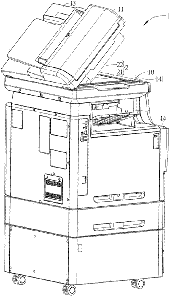 Dual-face scanning device having luminance correcting assemblies and scanning background assemblies, and office machine