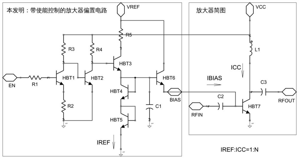 Amplifier biasing circuit with enabling control