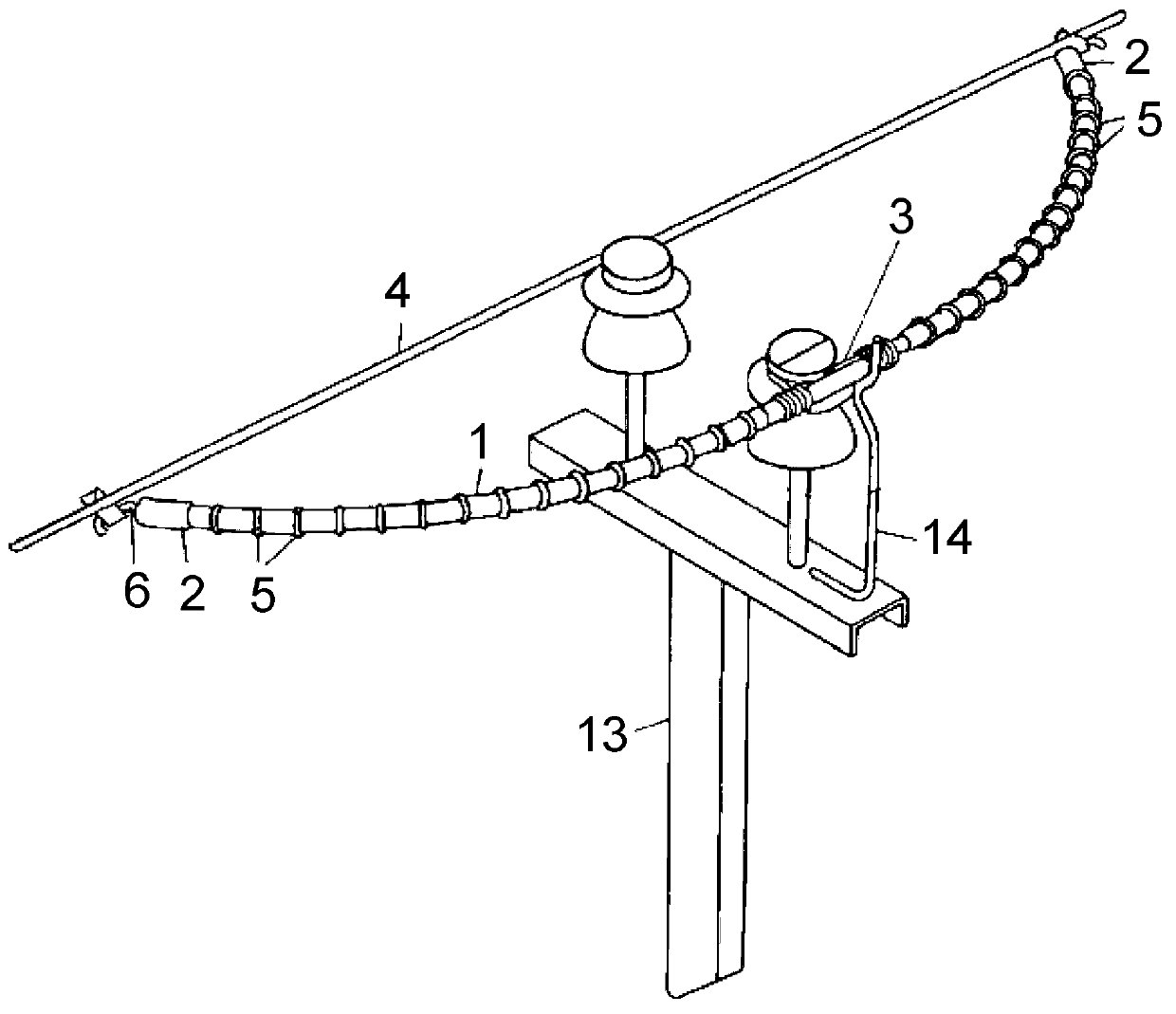 Apparatus for lightning protection with spring-type electrodes and a power transmission line provided with such an apparatus