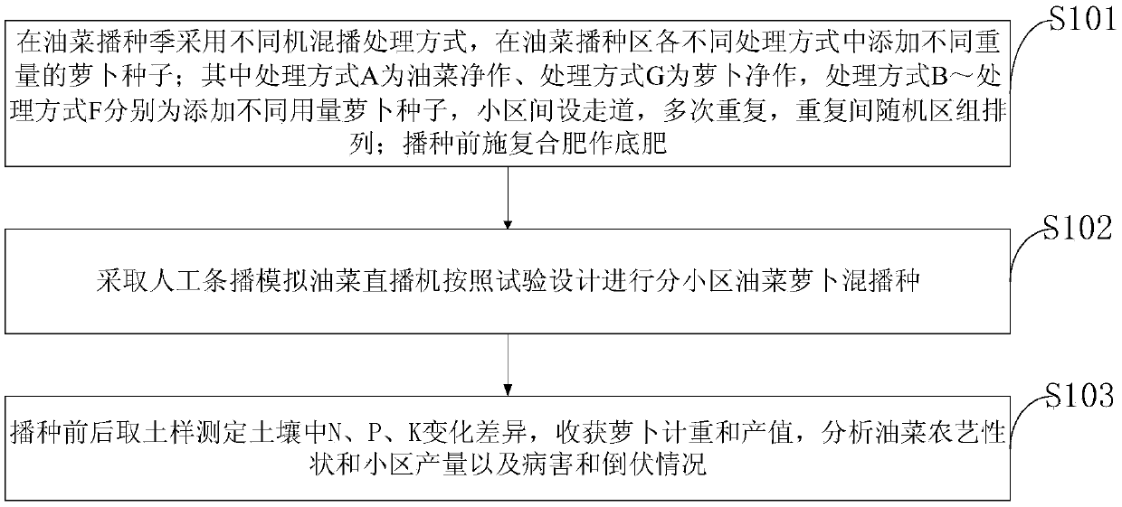 Mixed seeding method for improving mixed seeding efficiency of rape and radish machine