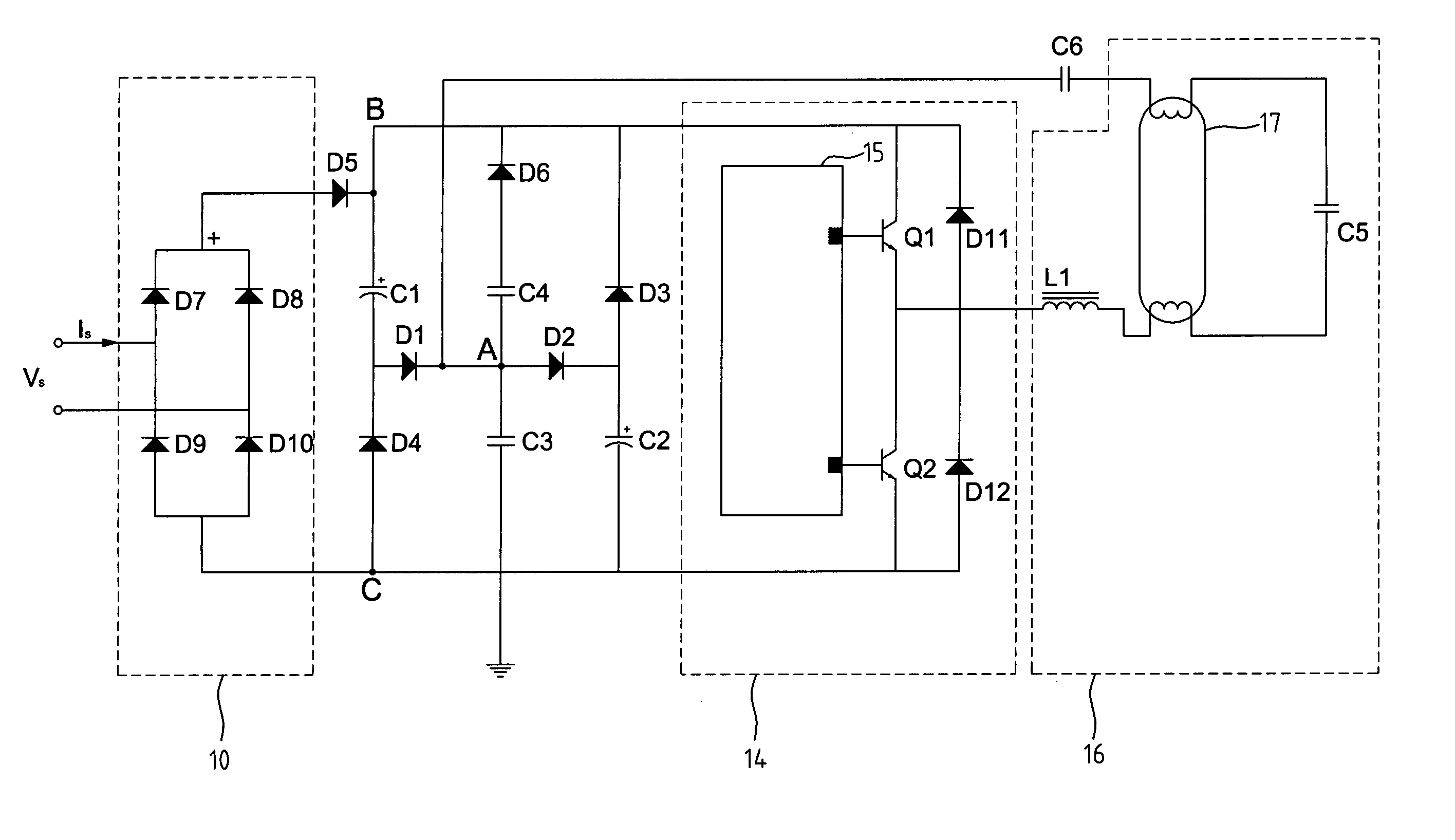Power factor correction circuit for electronic ballast