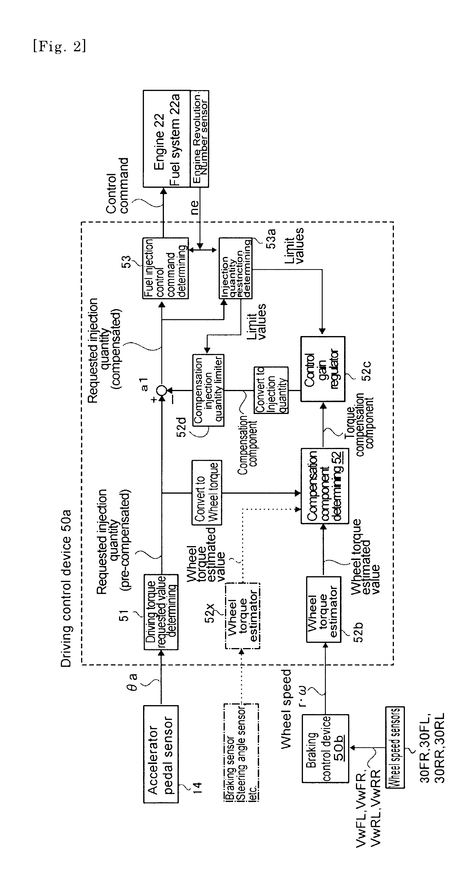 Vibration damping control device of a diesel engine vehicle