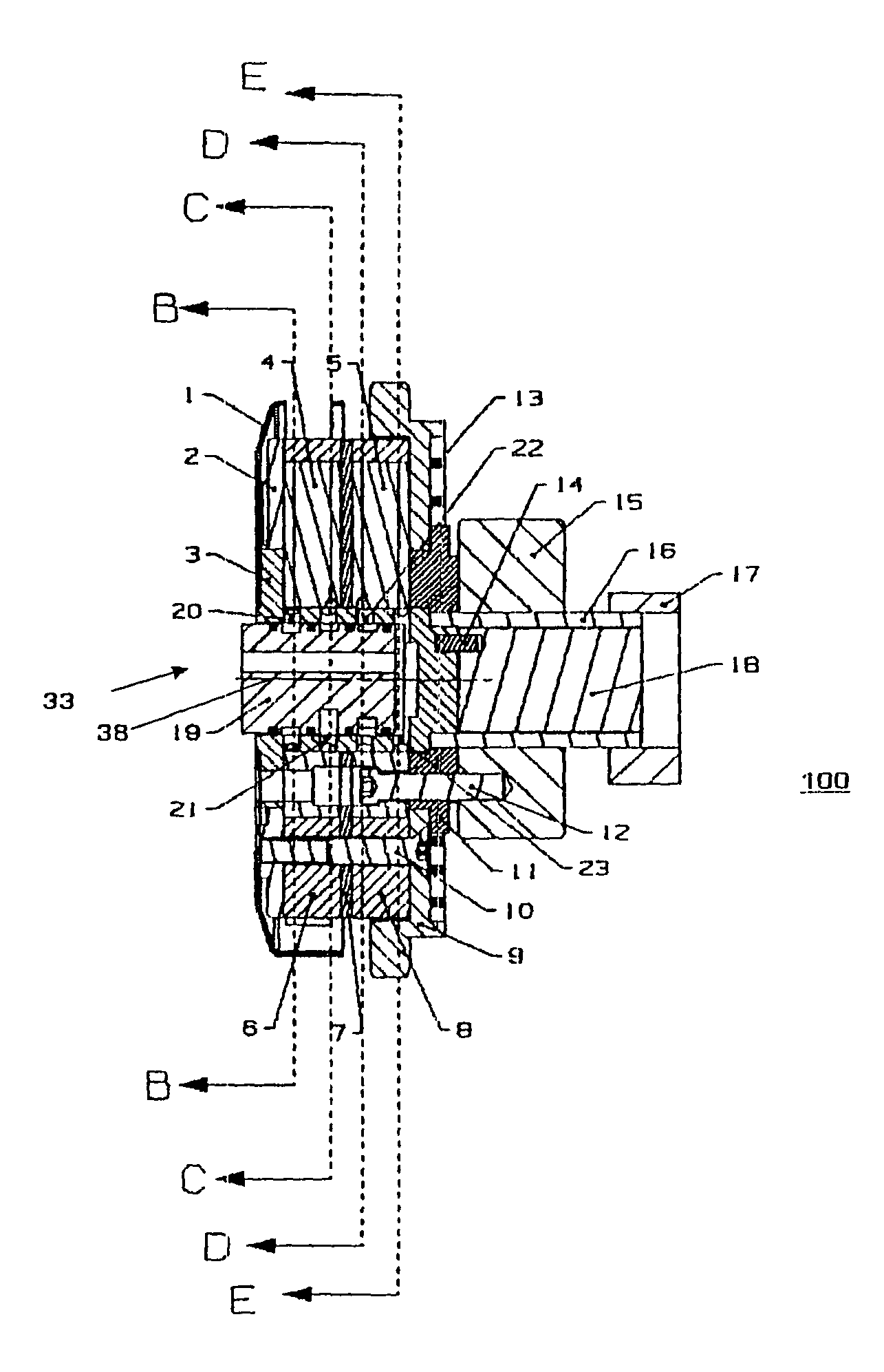 Doubled cam shaft adjuster in layered construction