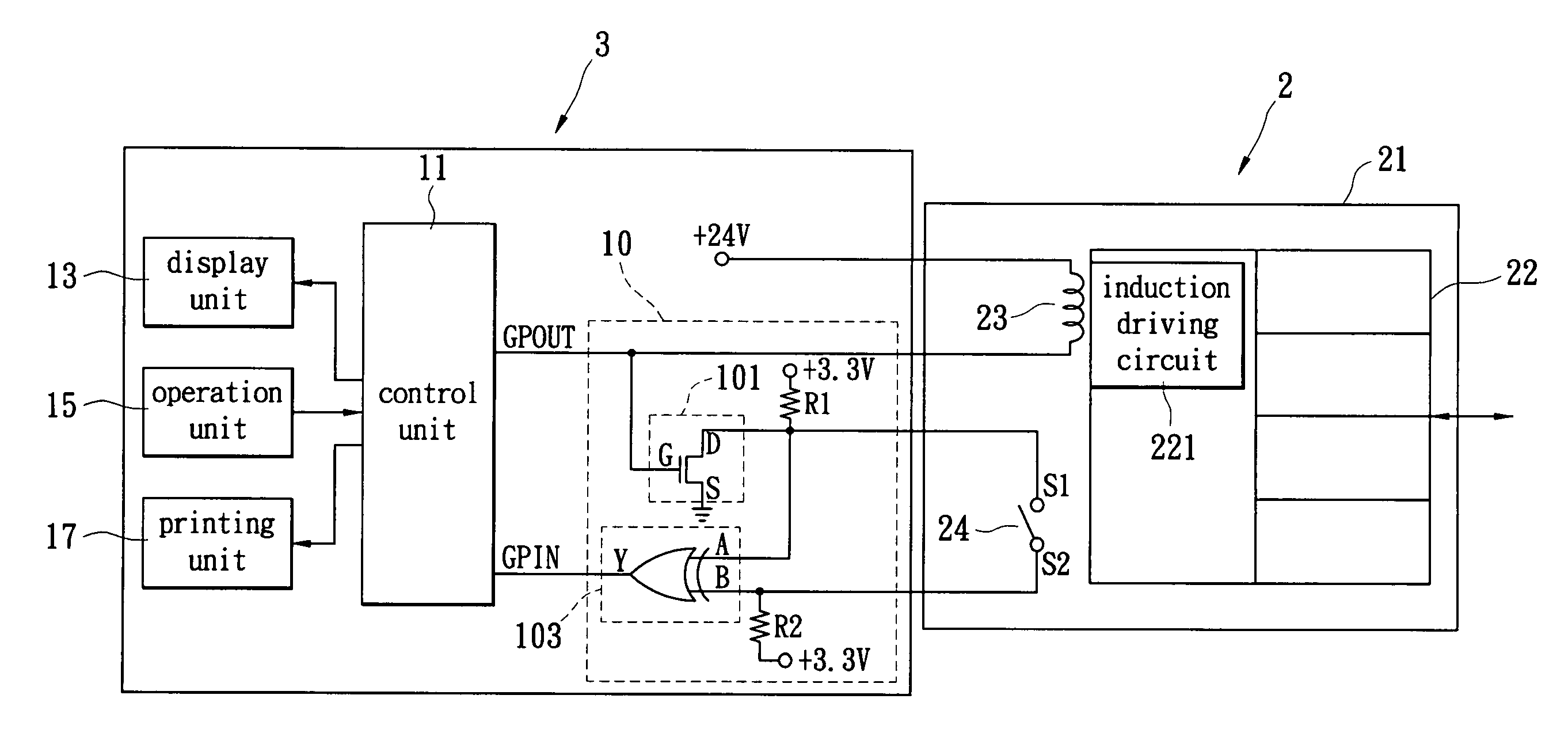 Detecting device for a cash drawer and a point of sales system