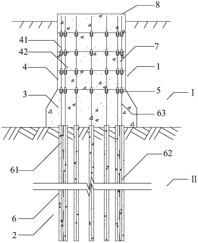 Fabricated rock anchor rod composite foundation and construction method thereof