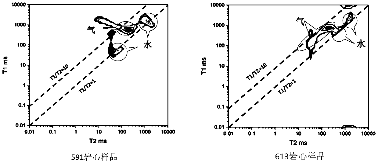 T2-T1 two-dimensional intersection diagram-based four-gas reservoir fluid discrimination method