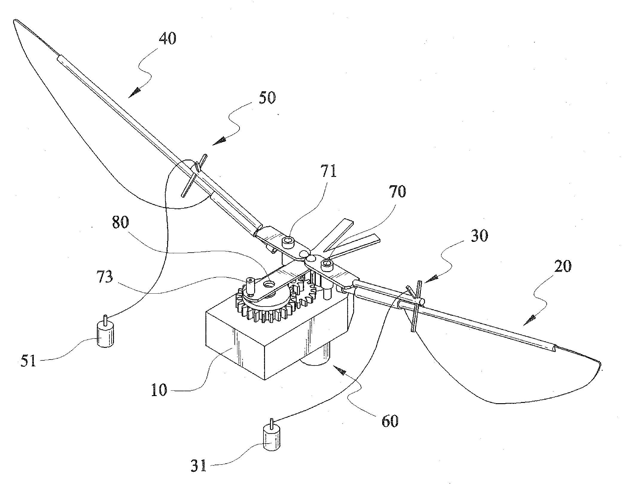 Flying wing rotation mechanism of micro air vehicle