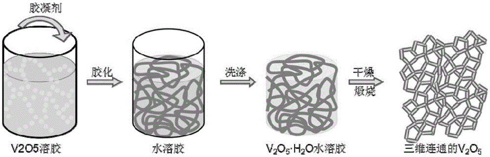 Vanadium pentoxide with three-dimensional interconnected nano-network structure and its preparation method and application