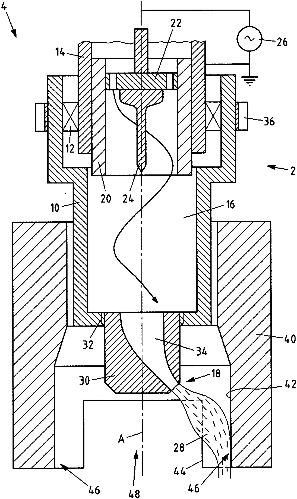 Device for generating atmospheric plasma beam, and method for treating surface of workpiece