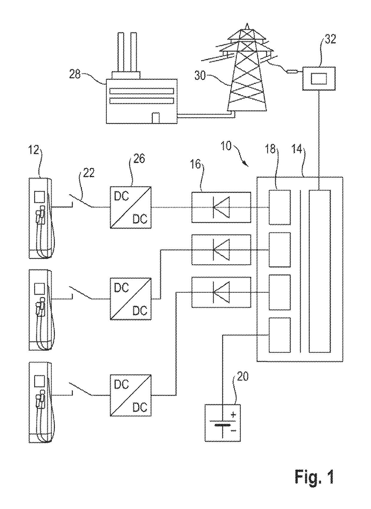 Modular power electronics system for charging an electrically operated vehicle