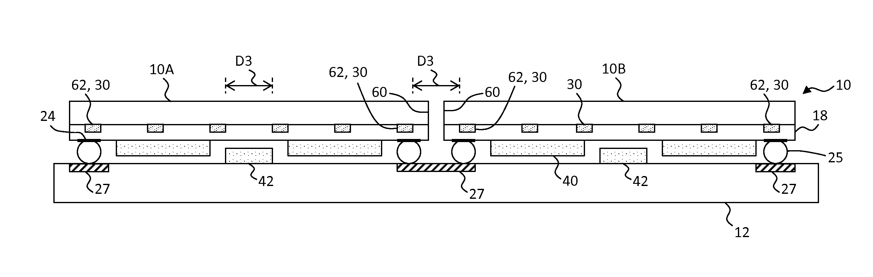 Redistribution layer for substrate contacts