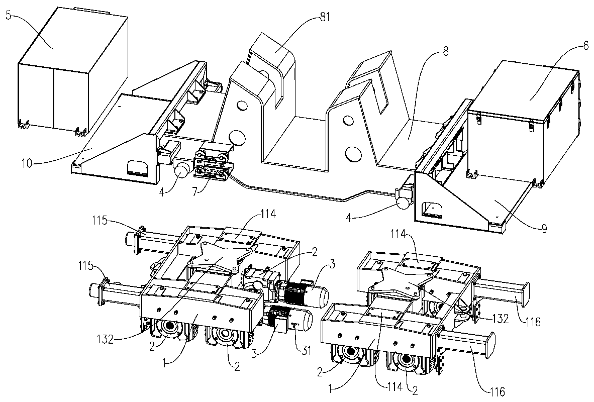 Self-running steel reel transport cart capable of steering actively