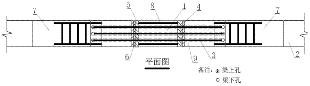 Prestress assembled concrete beam column joint structure and construction method thereof