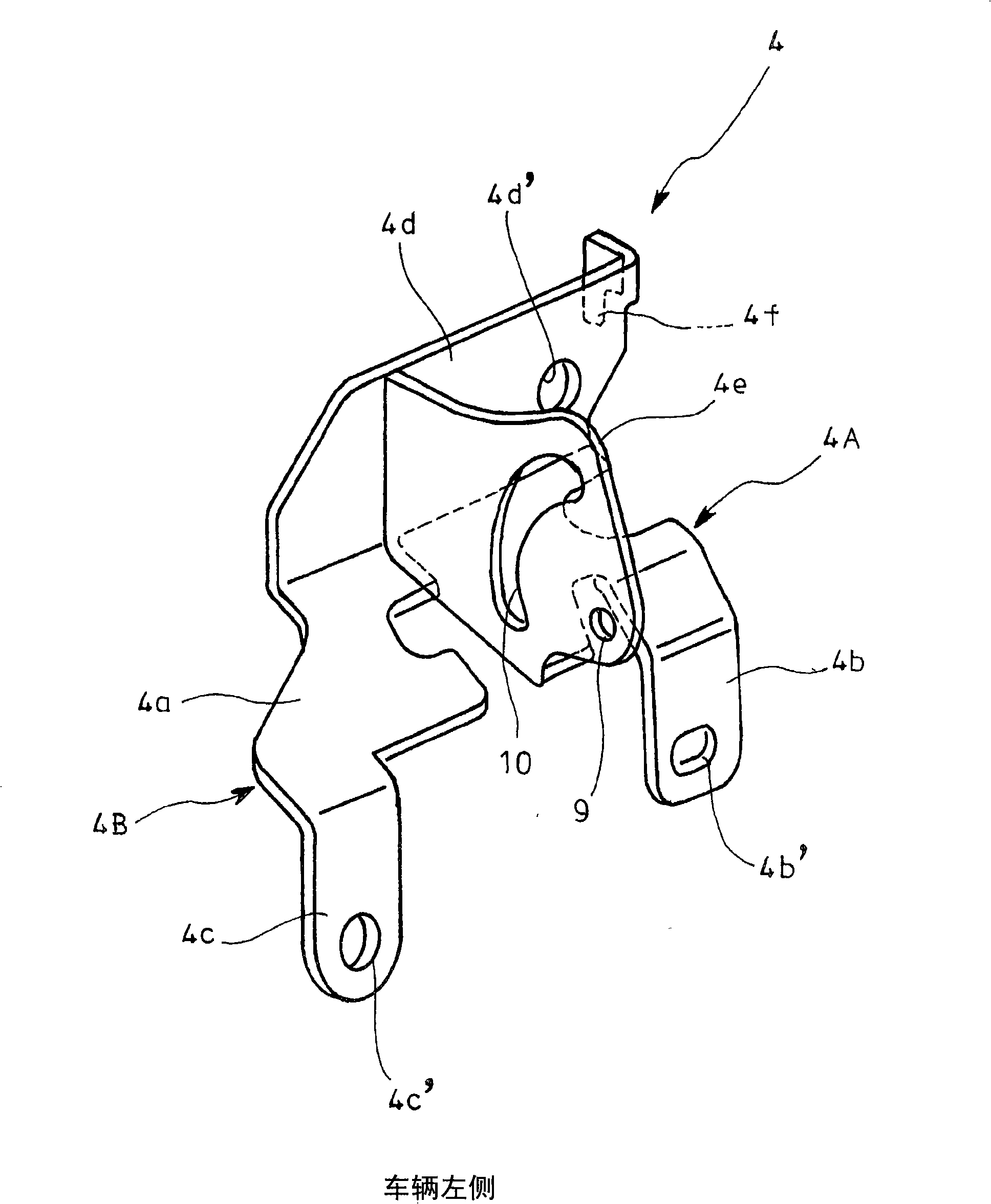 Turning support part structure of moveable pedal of vehicle