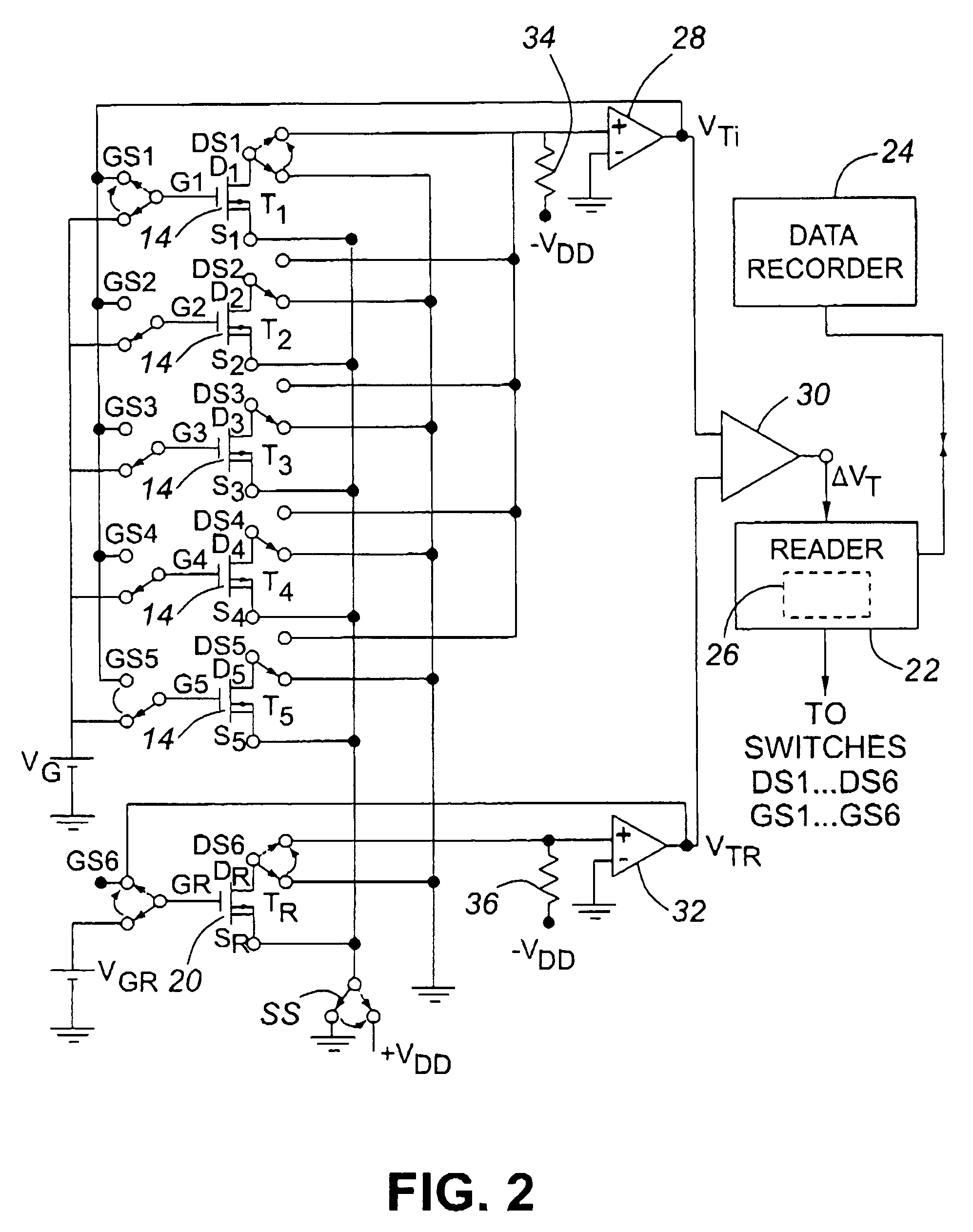 Dosimeter having an array of sensors for measuring ionizing radiation, and dosimetry system and method using such a dosimeter