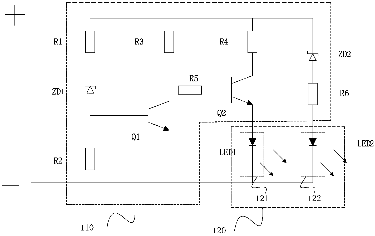 Voltage indicating circuit and lamp